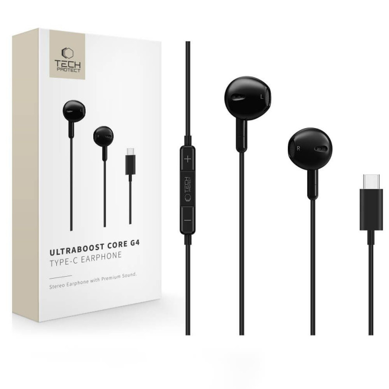 Tech-Protect Ultraboost Core G4 USB-C juhtmega kõrvaklapid, must
