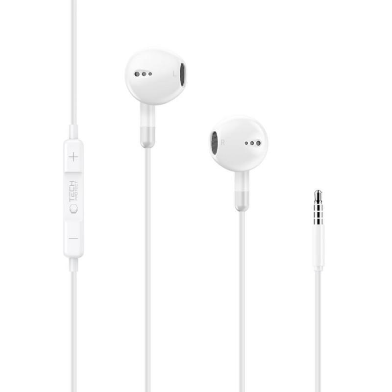 Tech-Protect Ultraboost Core G4 Mini Jack 3,5 mm juhtmega kõrvaklapid, valged (THP5619)