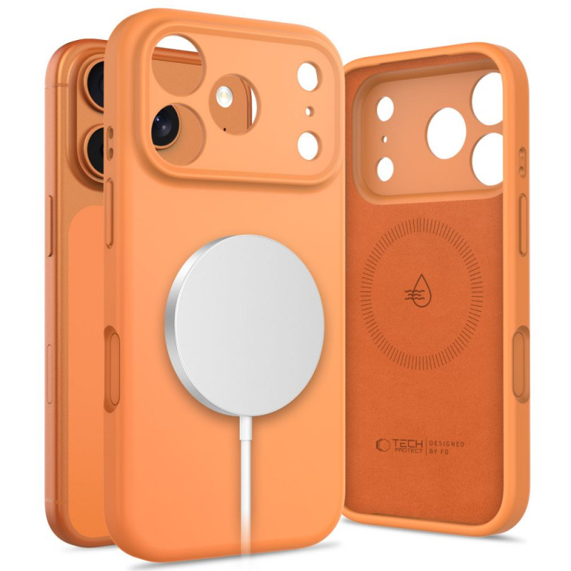 Tech-Protect silikoonist MagSafe ümbris Apple iPhone 17 Pro jaoks, Cosmic Orange