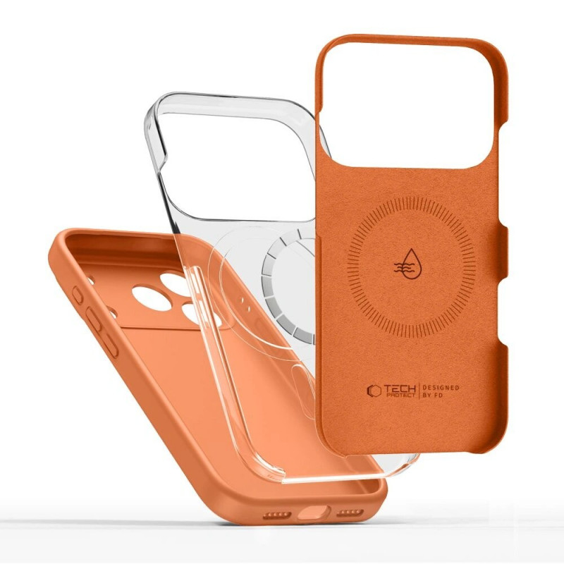 Tech-Protect silikoonist MagSafe ümbris Apple iPhone 17 Pro jaoks, Cosmic Orange