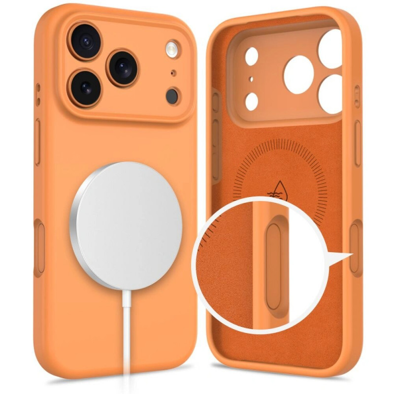 Tech-Protect silikoonist MagSafe ümbris Apple iPhone 17 Pro Maxile, Cosmic Orange