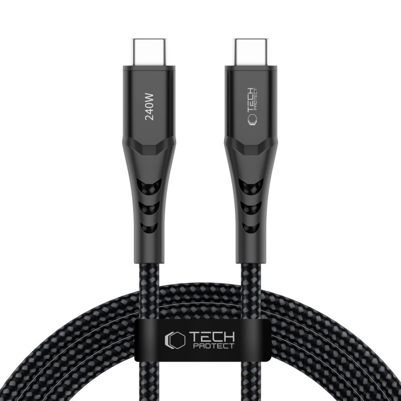 Tech-Protect Ultraboost UB11T USB-C - USB-C kaabel PD 240W, 200 cm, must