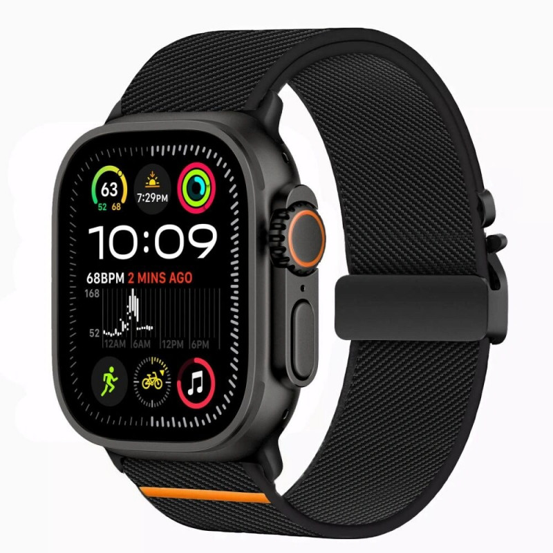 Tech-Protect nailonist klambriga kellarihm Apple Watch 6 / 7 / 8 / 9 / 10 / SE / Ultra 1 / 2 44/45/46/49 mm, must