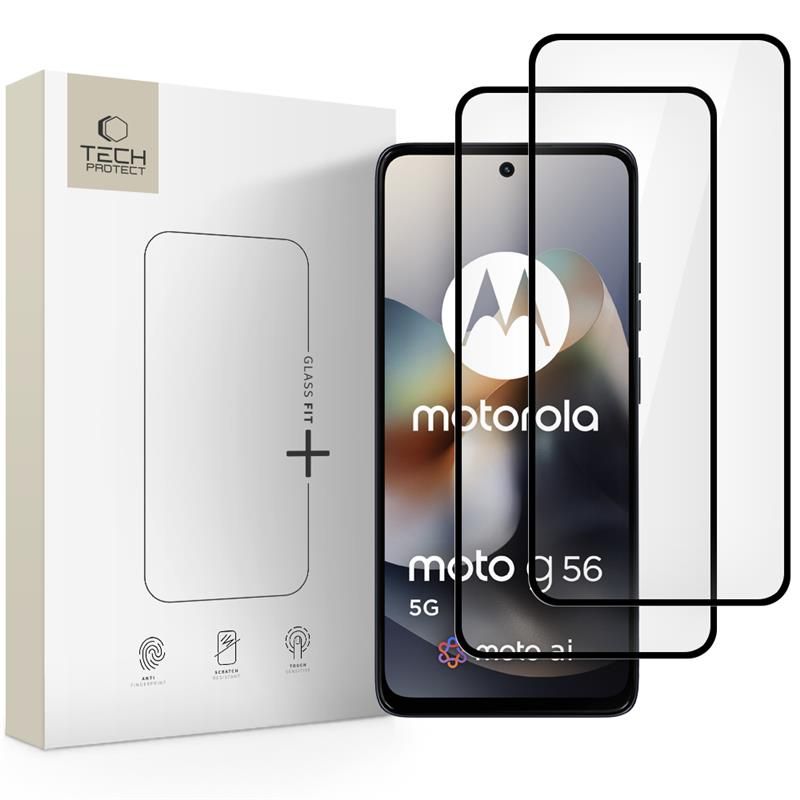Tech-Protect Glass Fit+ karastatud klaas Motorola Moto G56 5G jaoks (2 tk), must