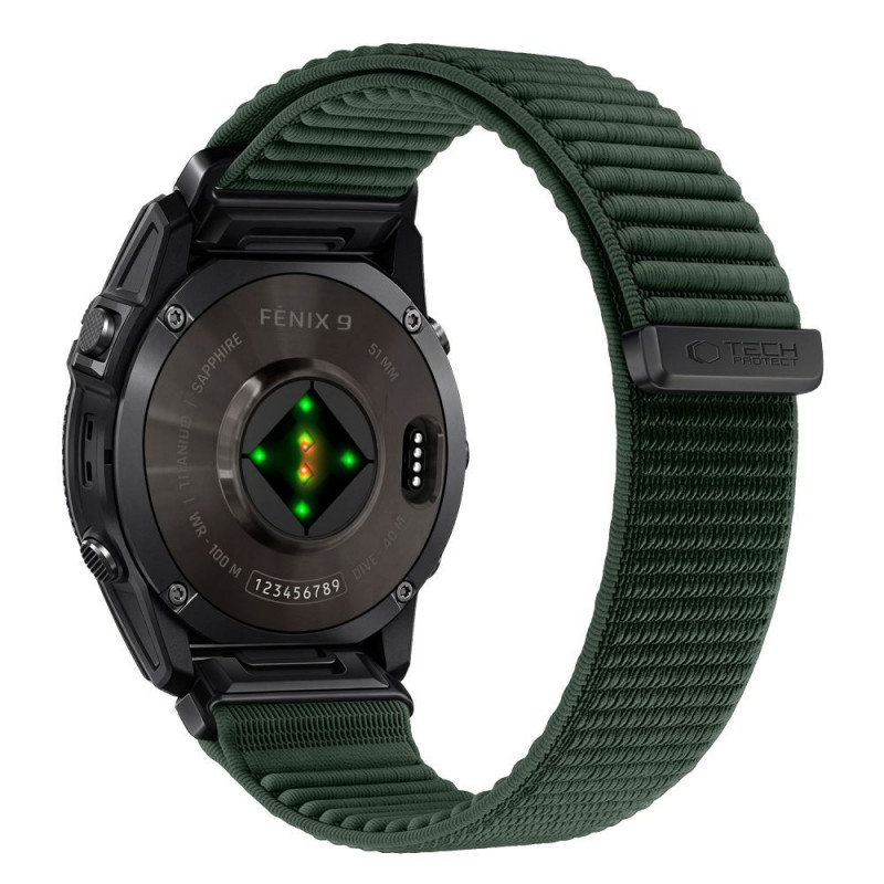 Tech-Protect NylonLoop Garmin Fenix 5X / 5X Plus / 6X / 6X Pro / 7X / 8 / 8 Pro / 9 / 9 Pro kellarihm (51 mm), Military Green