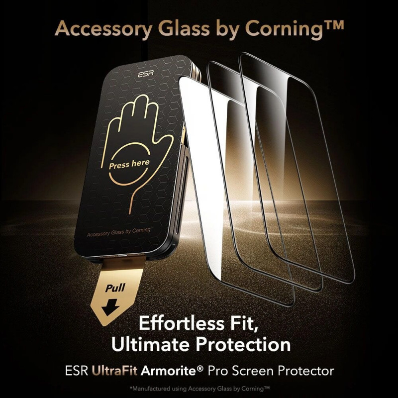 ESR UltraFit Armorite Pro karastatud klaasist ekraanikaitse Glass by Corninguga Apple iPhone 17 Pro Maxile, ESR928