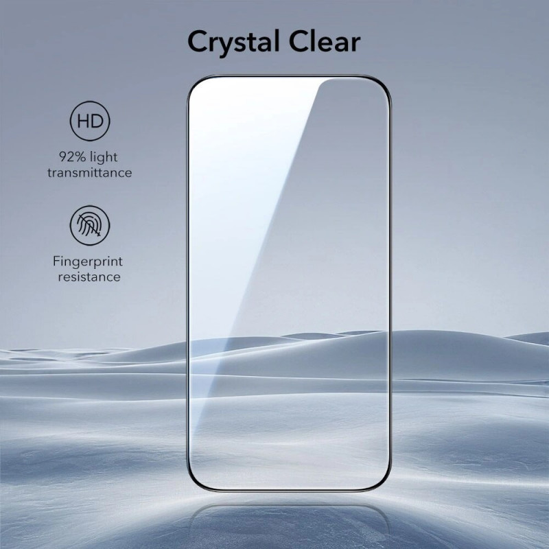 ESR UltraFit karastatud klaasist ekraanikaitse Apple iPhone 17 Pro Max / 18 Pro Max jaoks, ESR925, läbipaistev (2 tk)
