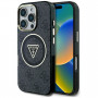 Guess GUHMP16LHG4PRTGK IML Metal Glitter 4G Circle Triangle MagSafe ümbris Apple iPhone 16 Pro jaoks, must