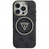 Guess GUHMP16LHG4PRTGK IML Metal Glitter 4G Circle Triangle MagSafe ümbris Apple iPhone 16 Pro jaoks, must