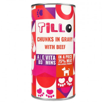 TILLO Chunks in gravy Beef märg koeratoit, 1250 g