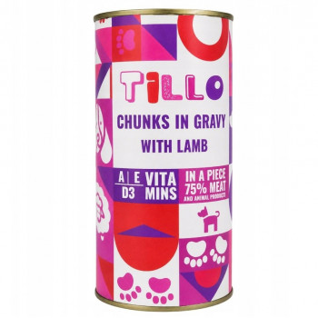TILLO tükid kastmes lambaliha märg koeratoit, 1250 g
