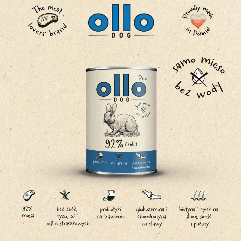 OLLO Pure Rabbit märg koeratoit, 400 g