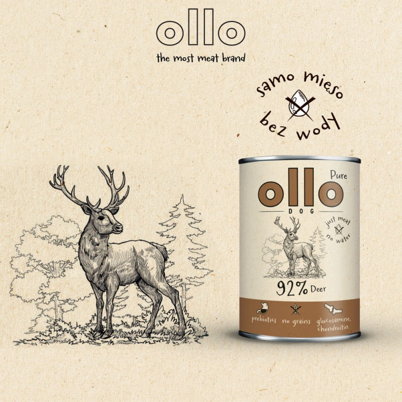 OLLO Pure Deer märg koeratoit, 850 g