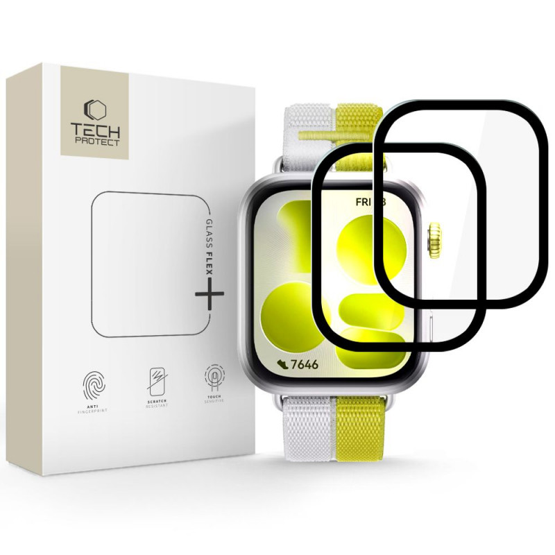 Tech-Protect Glass Flex+ Huawei Watch Fit 5 hübriidklaas, must (2 tk)