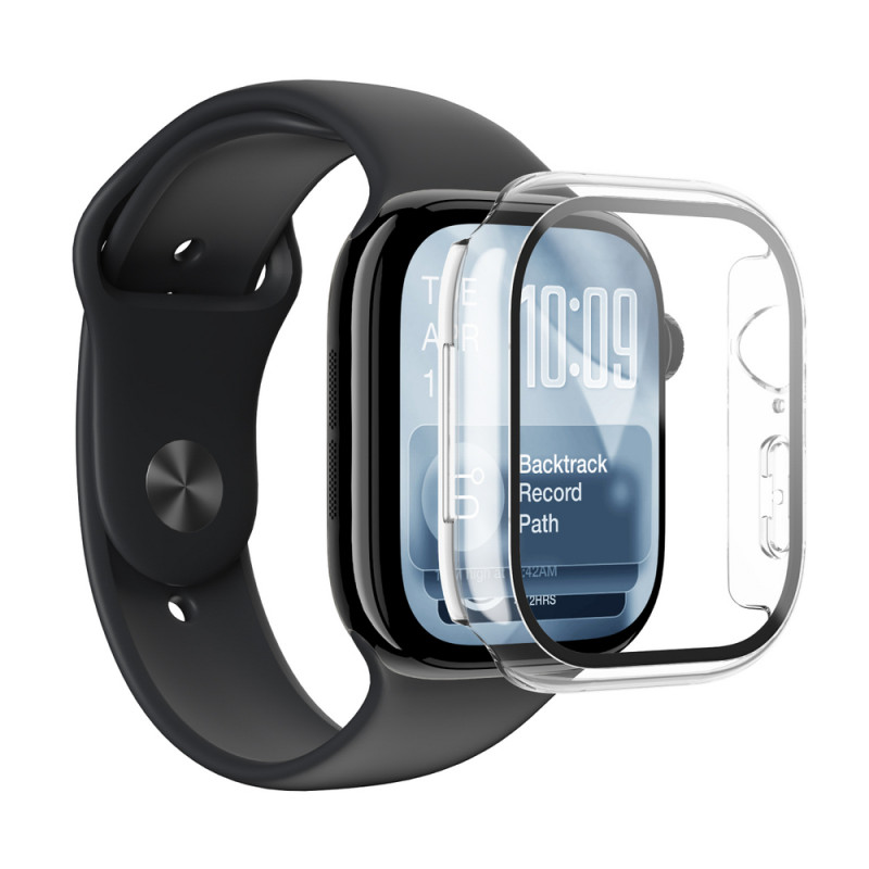 AmazingThing Radix FullGuard klaasist ekraanikaitse koos kaitseümbrisega Apple Watch Series 11 46 mm jaoks, läbipaistev