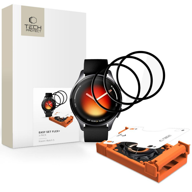Tech-Protect Easy Set Flex+ hübriidklaas kellale Xiaomi Watch 5 (3 tk), must