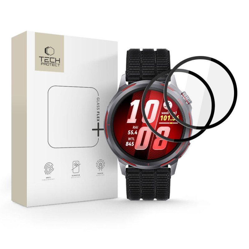 Tech-Protect Glass Flex+ hübriidklaas Huawei Watch GT Runner 2 jaoks (2 tk), must