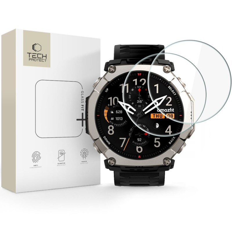 Tech-Protect Glass Fit+ karastatud klaas Amazfit T-Rex Ultra 2 jaoks (2 tk), läbipaistev