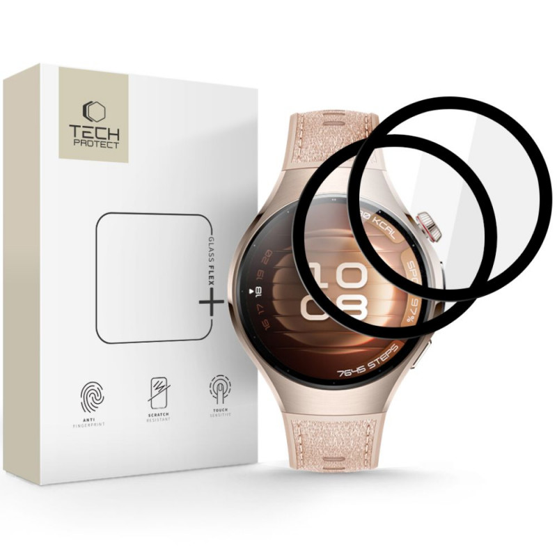 Tech-Protect Glass Flex+ hübriidklaas Huawei Watch 5 42 mm jaoks (2 tk), must