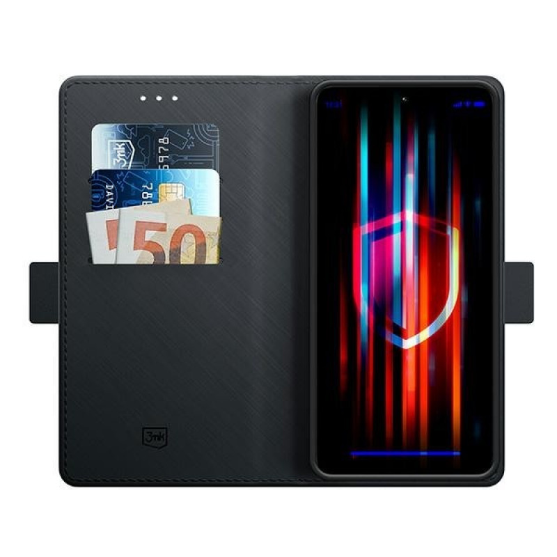 3MK Wallet Case rahakotikujuline ümbris Xiaomi Redmi Note 13 5G jaoks, must