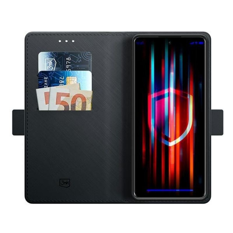 3MK Wallet Case rahakotikujuline ümbris Oppo Reno 10 Pro 5G jaoks, must