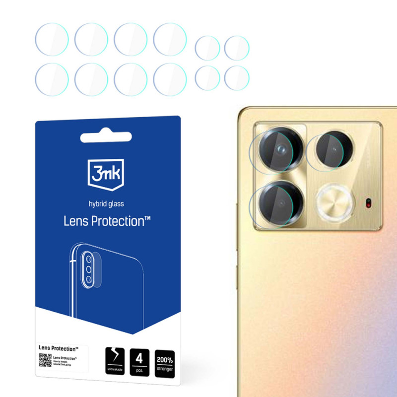 3MK Lens Protection hübriidklaasist kaamerakaitse Infinix Note 40 jaoks (4 tk), läbipaistev