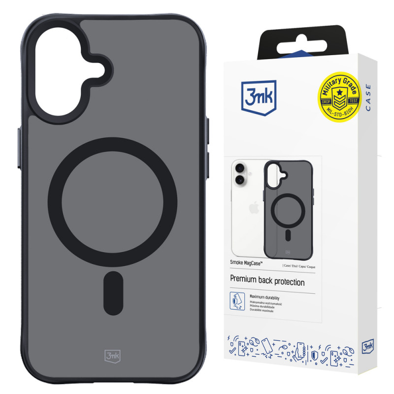 3mk Smoke MagCase MagSafe'iga Apple iPhone 16 jaoks (W-3SmoMaCa-AiP16-0), poolläbipaistev