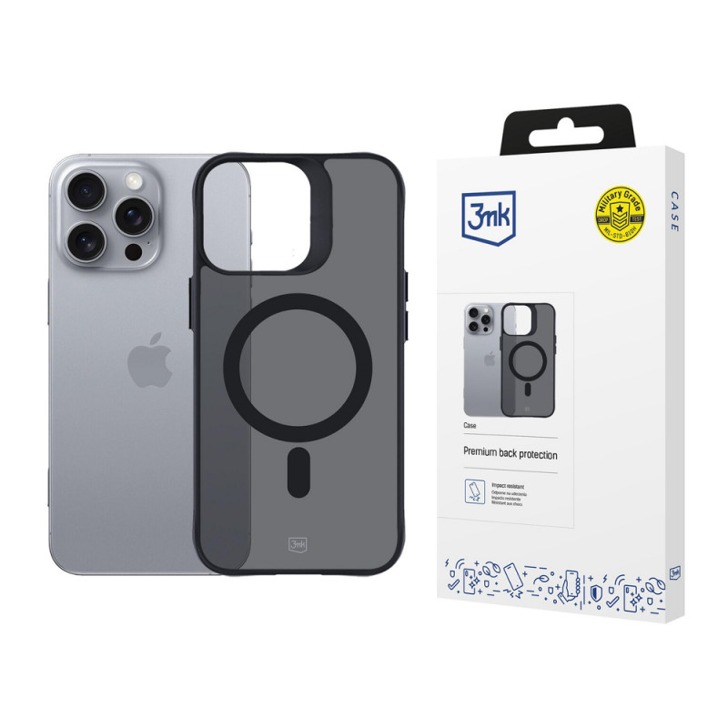 3mk Smoke MagCase MagSafe'iga Apple iPhone 16 Pro Maxile (W-3SmoMaCa-AiP16PM-0), poolläbipaistev