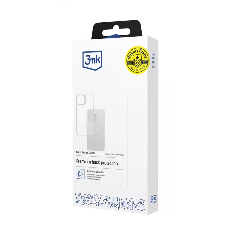 3MK Satin Armor Case+ W-3SArCaP-SaGa106-0 ümbris Samsung Galaxy A35 5G jaoks, läbipaistev musta raamiga