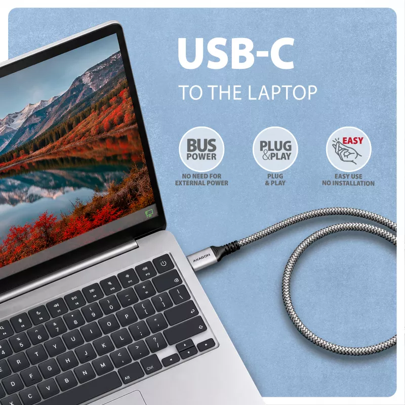 Goobay AXAGON ADE-CM20 USB-C gigabitine Etherneti adapter integreeritud 2 m CAT6 kaabliga, RJ-45