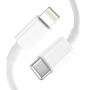 Tech-Protect C20W 2-pordiline seinalaadija PD 20W QC 3.0 Lightning-kaabliga, valge