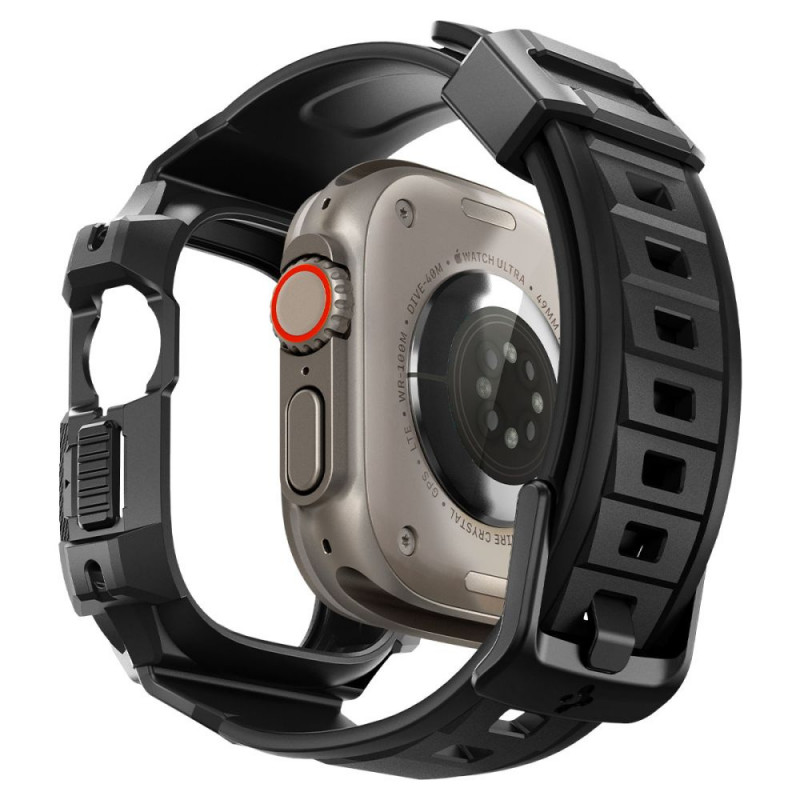 Spigen Rugged Armor Pro rihmaga ümbris Apple Watch Ultra 1 / 2 / 3 49 mm jaoks, must