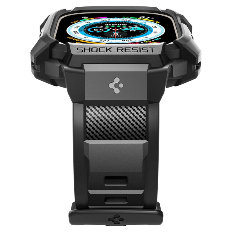 Spigen Rugged Armor Pro rihmaga ümbris Apple Watch Ultra 1 / 2 / 3 49 mm jaoks, must