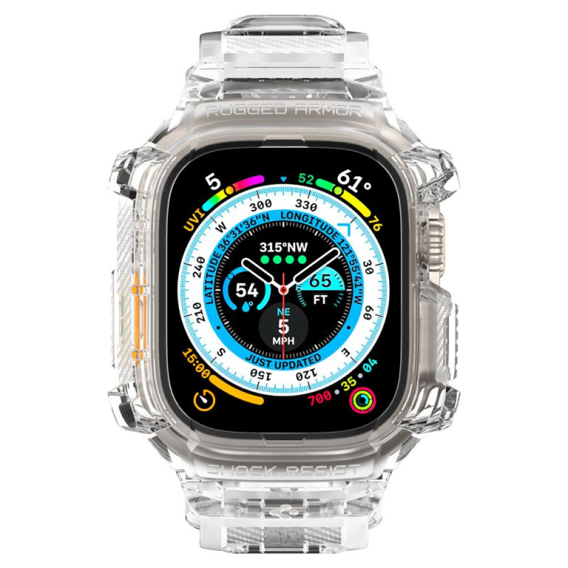 Spigen Rugged Armor Pro rihmaga ümbris Apple Watch Ultra 49 mm jaoks, kristallselge
