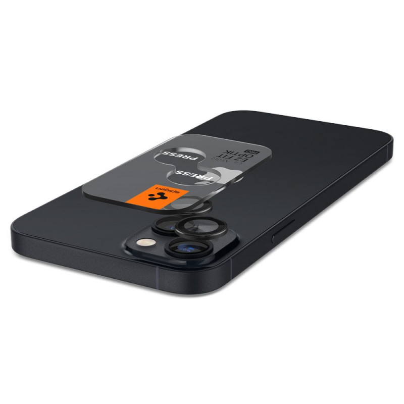 Spigen Optik.tR EZ Fit kaamerakaitse Apple iPhone 14 / 14 Plus / 15 / 15 Plus jaoks, must (2 tk)