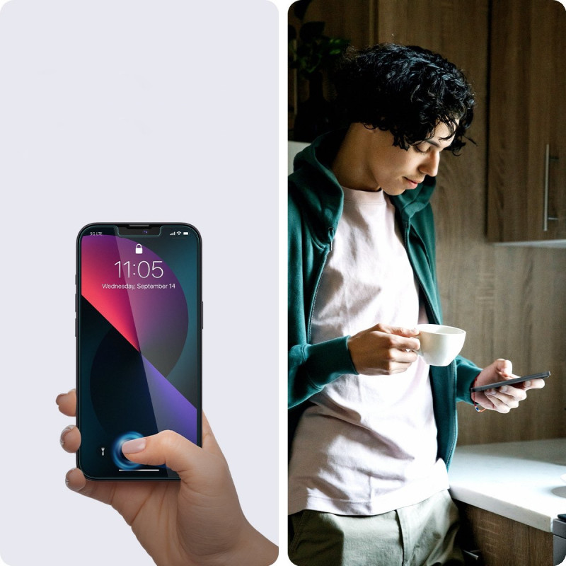 Spigen GLAS.tR EZ Fit karastatud klaas Apple iPhone 13 / 13 Pro / 14 / 16e / 17e jaoks, läbipaistev