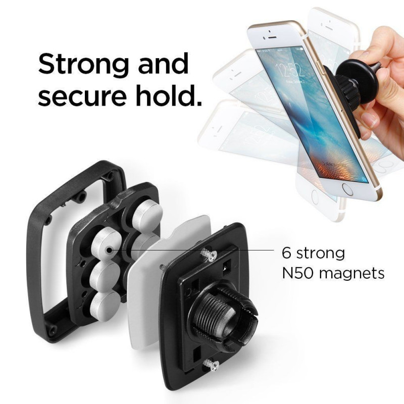 Spigen H12 magnetiline autosalongi õhutusava telefonihoidik 000CD20115, must