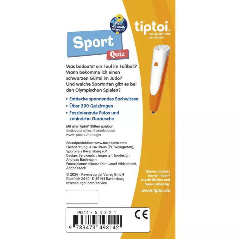Ravensburger tiptoi Wieso? Weshalb? Warum? Quiz Sport, saksakeelne väljaanne