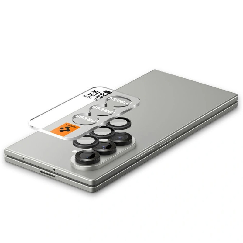 Spigen Optik Pro HD Glas.tR EZ Fit AGL09581 kaamerakaitse Samsung Galaxy Z Fold 7 / 8 Ultra jaoks, must (2 tk)