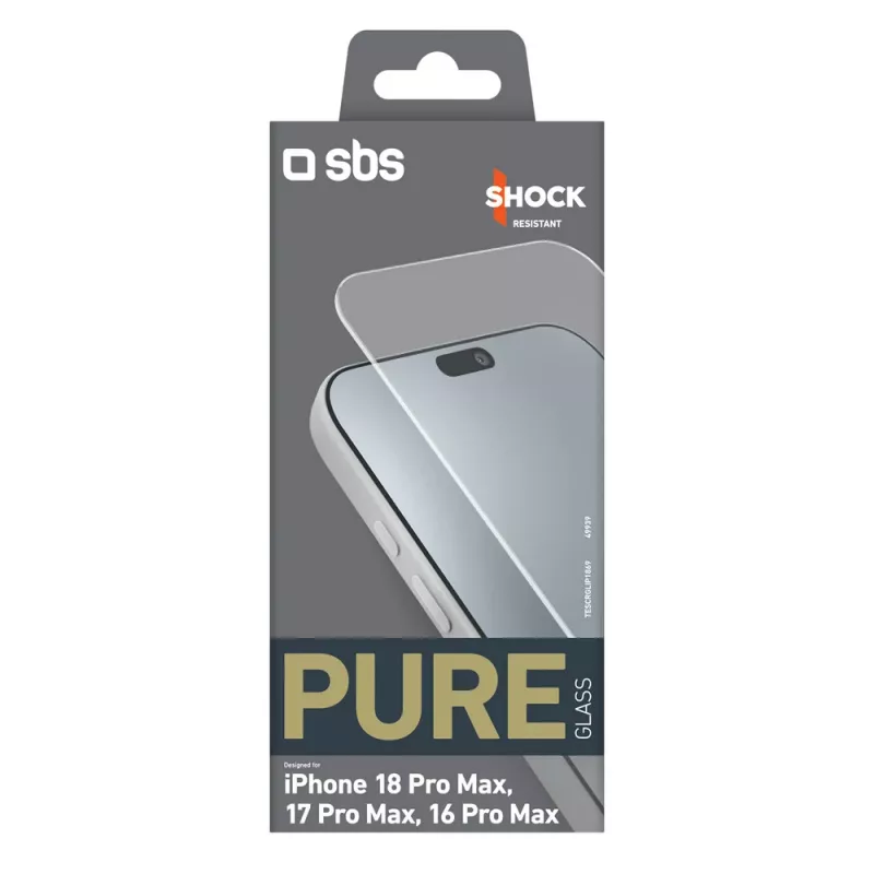 sbs mobile SBS Pure Glass karastatud klaas iPhone 18 Pro Max / 17 Pro Max / 16 Pro Max jaoks (1 tk)