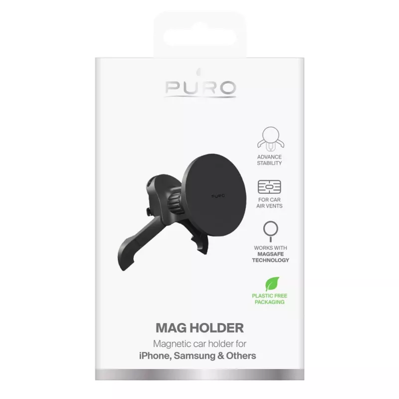 Reguleeritav autohoidik PURO, MagSafe-ühilduv, must