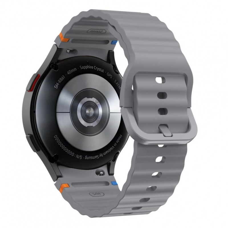 Tech-Protect silikoonist spordirihm Samsung Galaxy Watch 4/5/5 Pro/6/7/FE jaoks, Crayon Grey