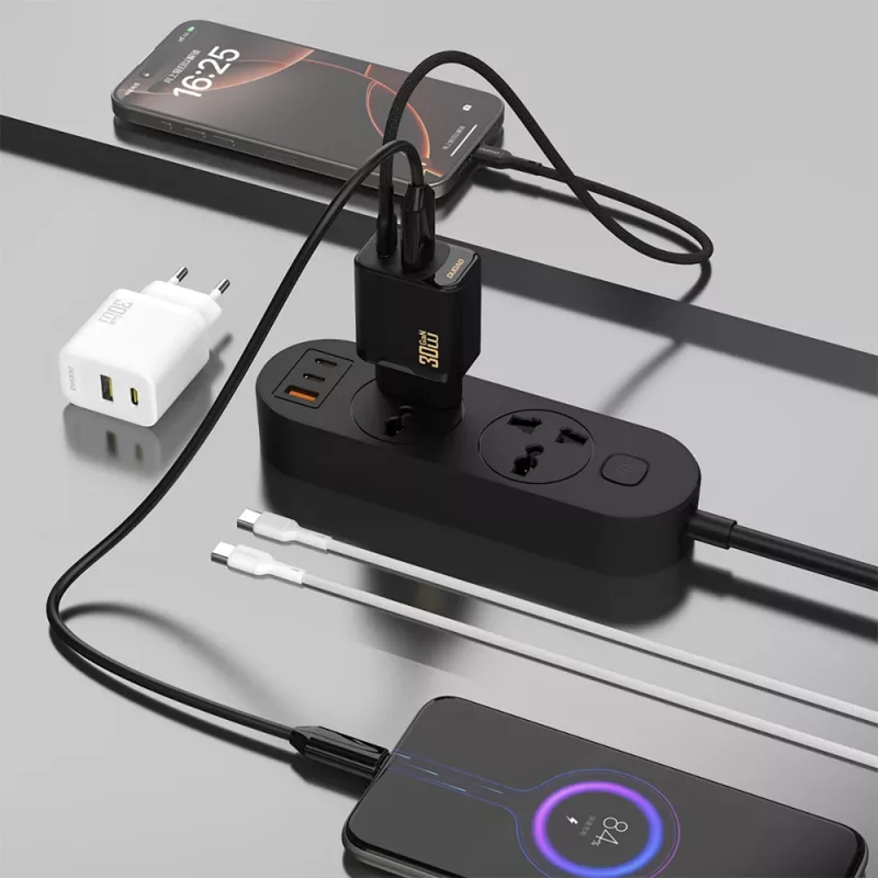 Dudao A27TEU PD 30W GaN seinalaadija, USB-A + USB-C, must