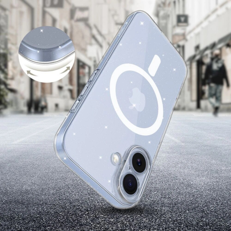 Tech-Protect FlexAir MagSafe ümbris Apple iPhone 17 jaoks, läbipaistev sädelusega