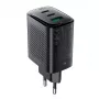 Acefast A108 GaN PD 67W seinalaadija, 2x USB-C, 1x USB-A, must