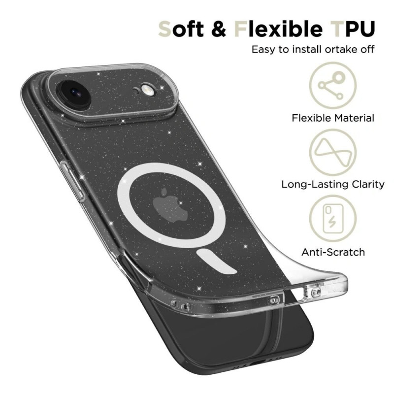 Tech-Protect FlexAir MagSafe ümbris Apple iPhone Air jaoks, läbipaistev sädelusega