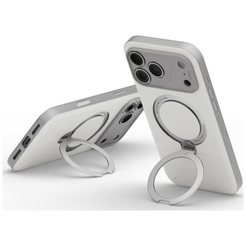 UNIQ Elix ümbris Apple iPhone 18 Pro Max / 17 Pro Max jaoks, 360° pöörlev tugijalg, helehall