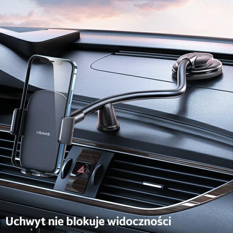 USAMS US-ZJ065 armatuurlauale kinnitatav autotelefoni hoidik iminapaga, must (ZJ065ZJ01)