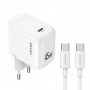 USAMS CC339 T76 45W GaN USB-C seinalaadija SJ711 USB-C - USB-C kaabliga (1 m), valge
