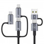 USAMS Sufeng Series SJ737 6-in-1 laadimis- ja andmekaabel, 240W, digitaalne ekraan, alumiiniumsulam, 1,2 m